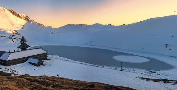 Sunny Sunrise Over Snowy Hills - Prashar Lake