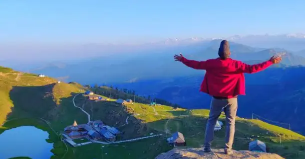 A Guy Enjoying Picturesque Mountain - Prashar Lake