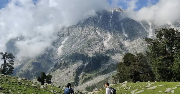 Beautiful View of Mountains at Snowline Laka Trek