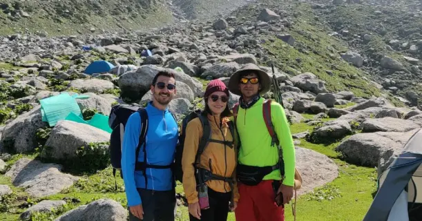 Beautiful View of Mountains at Snowline Laka Trek