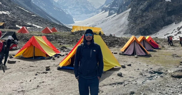 Camping Tents Near the Mountain - Hampta Pass Trek
