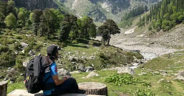 A man enjoying the nature of hampta pass