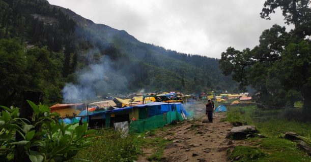 Great View of Camping with cloudy weather at Kheerganga Trek