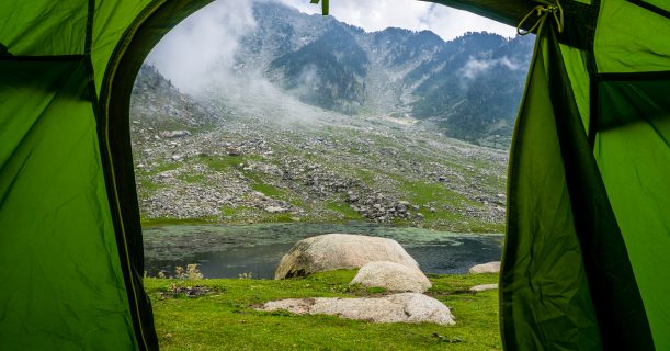Scenic View Inside the Tent at Kareri Lake Trek