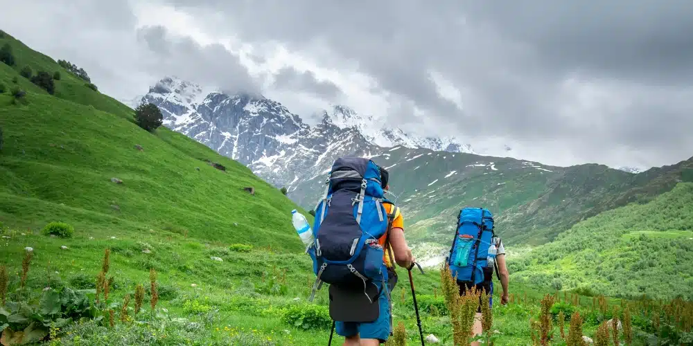 Travellers Trekking in Monsoon