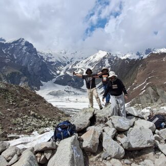Trekkers Himalayas mountains