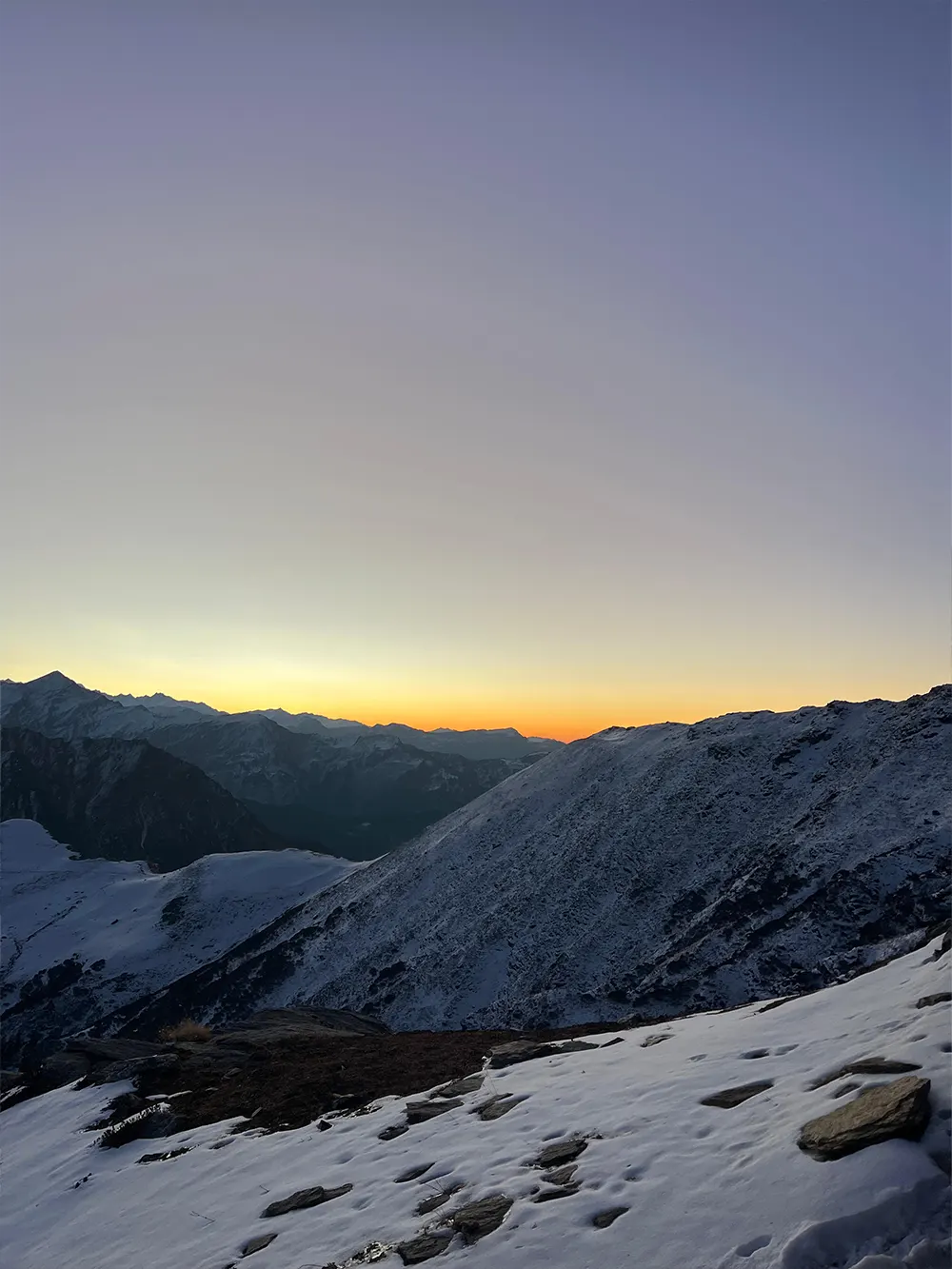 Sunset view from mountain summit