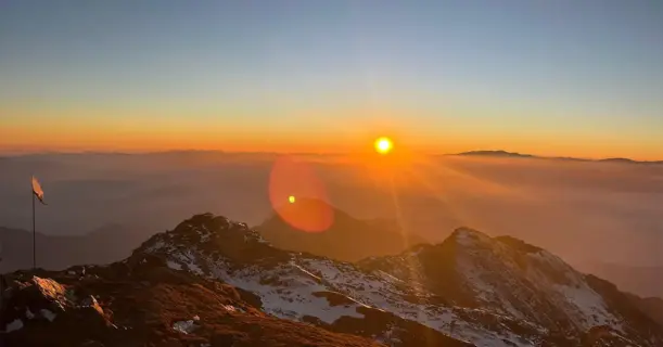 Sunrise over mountain peaks