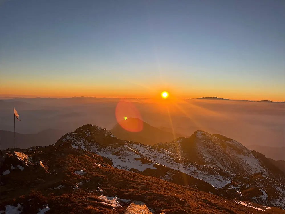 Sunrise over mountain peaks